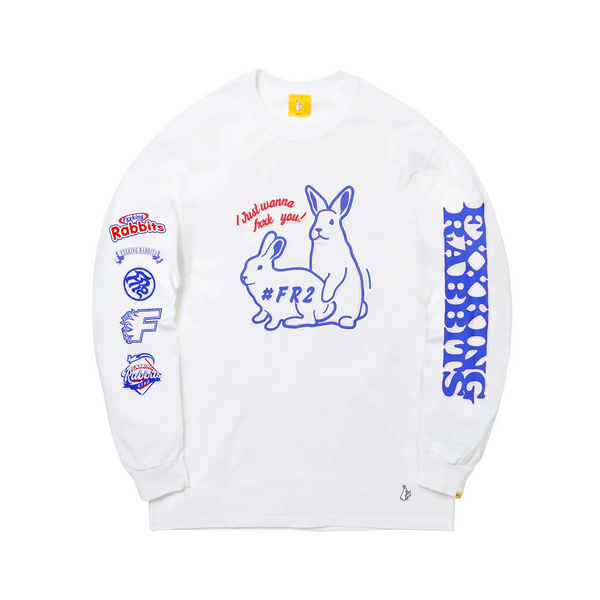 Fxxking Rabbits Playing Rabbits Long Sleeve T-shirt White FRC2519 – Laced