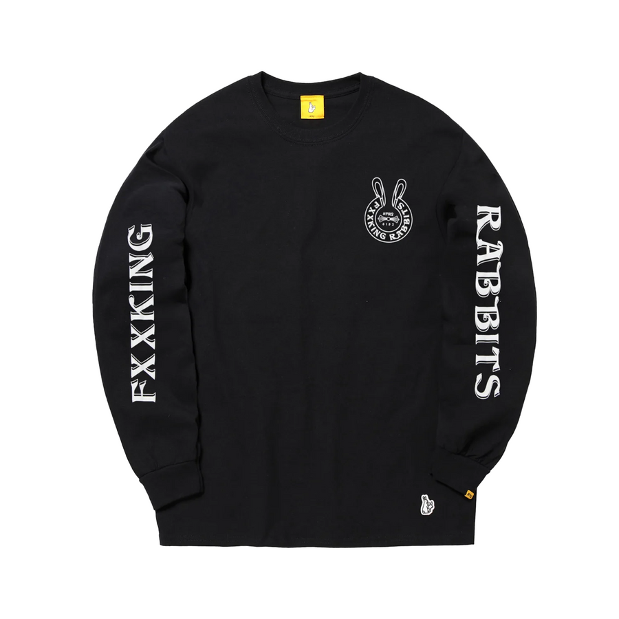 Fxxking Rabbits Logo within Face Outline Longsleeve T-shirt Black