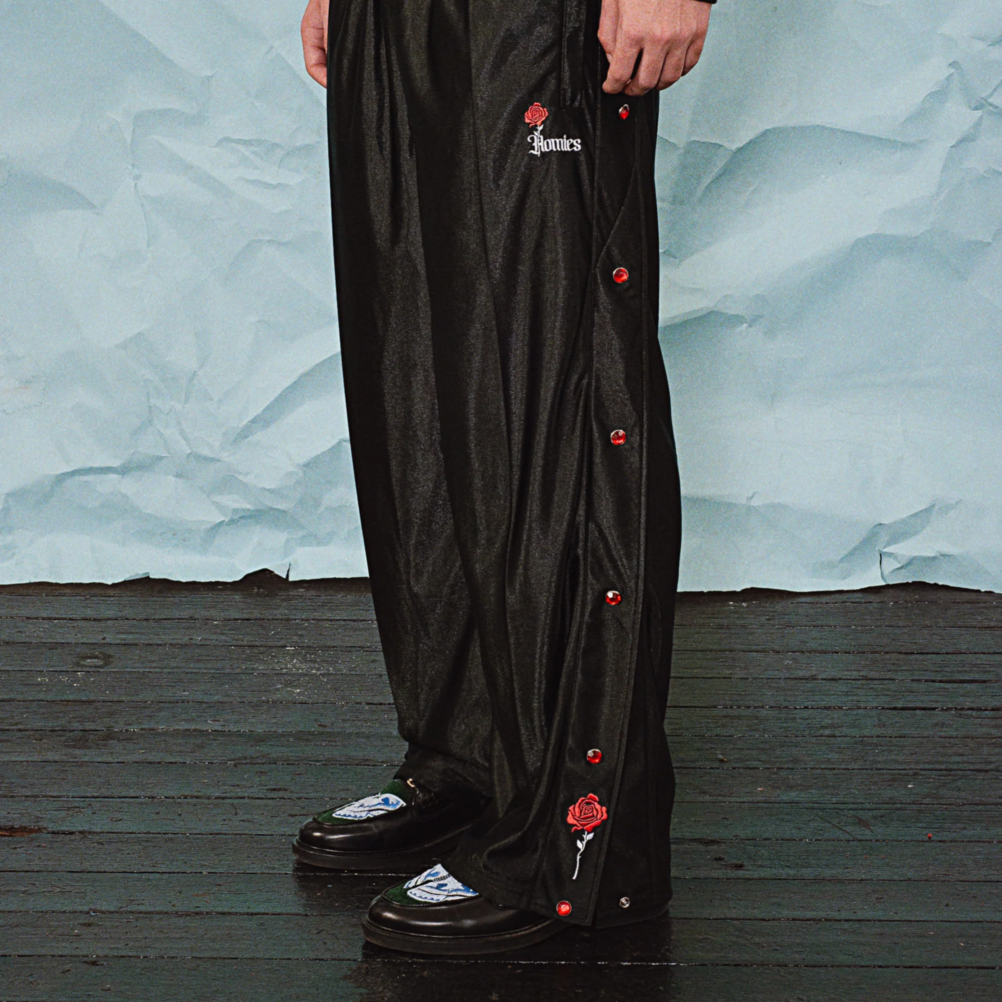 For The Homies Tearaway Rose Pants Black