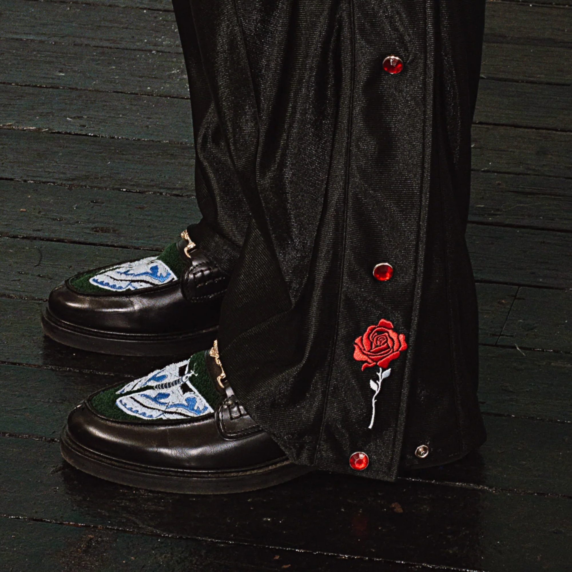 For The Homies Tearaway Rose Pants Black