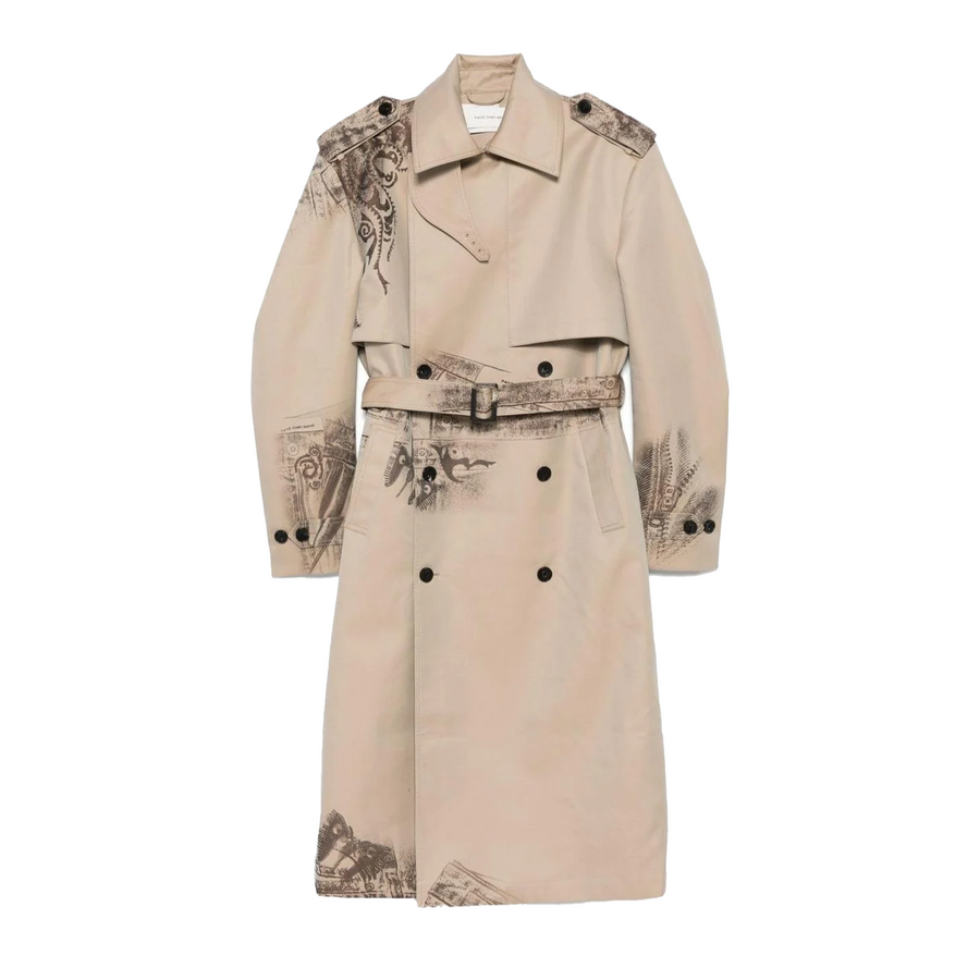 Feng Chen Wang  Deconstruction Printed Trench Coat Khaki