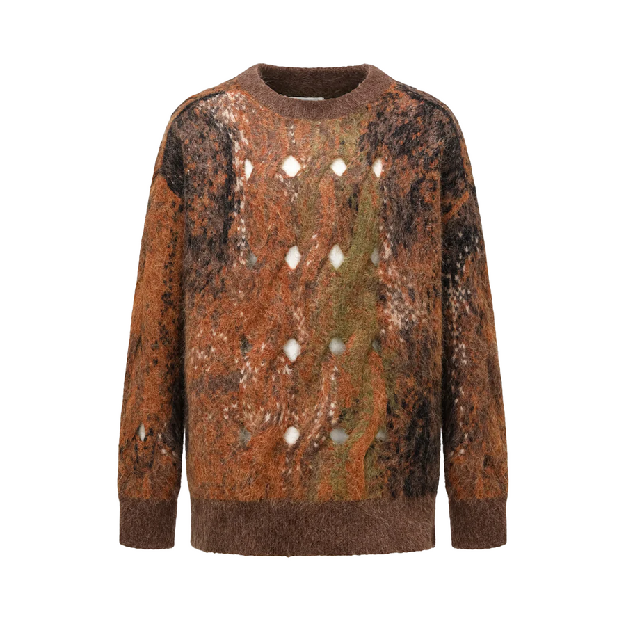 Feng Chen Wang  Gradient Printed Knit Sweater Brown