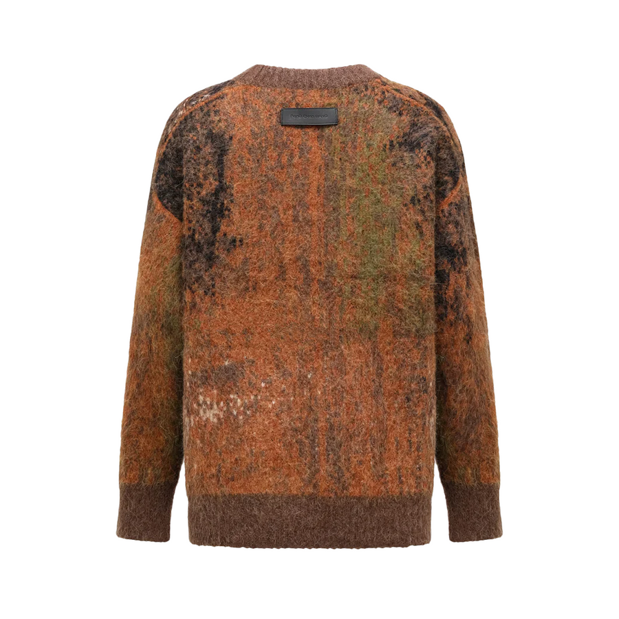 Feng Chen Wang  Gradient Printed Knit Sweater Brown