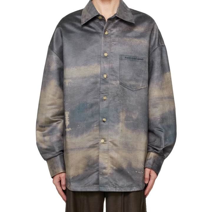 Feng Chen Wang  Faux Chamois Printed Shirt Brown