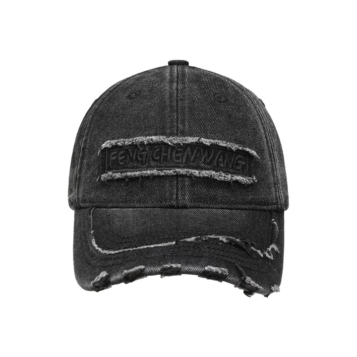 Feng Chen Wang Black Washed Denim Baseball Cap Black