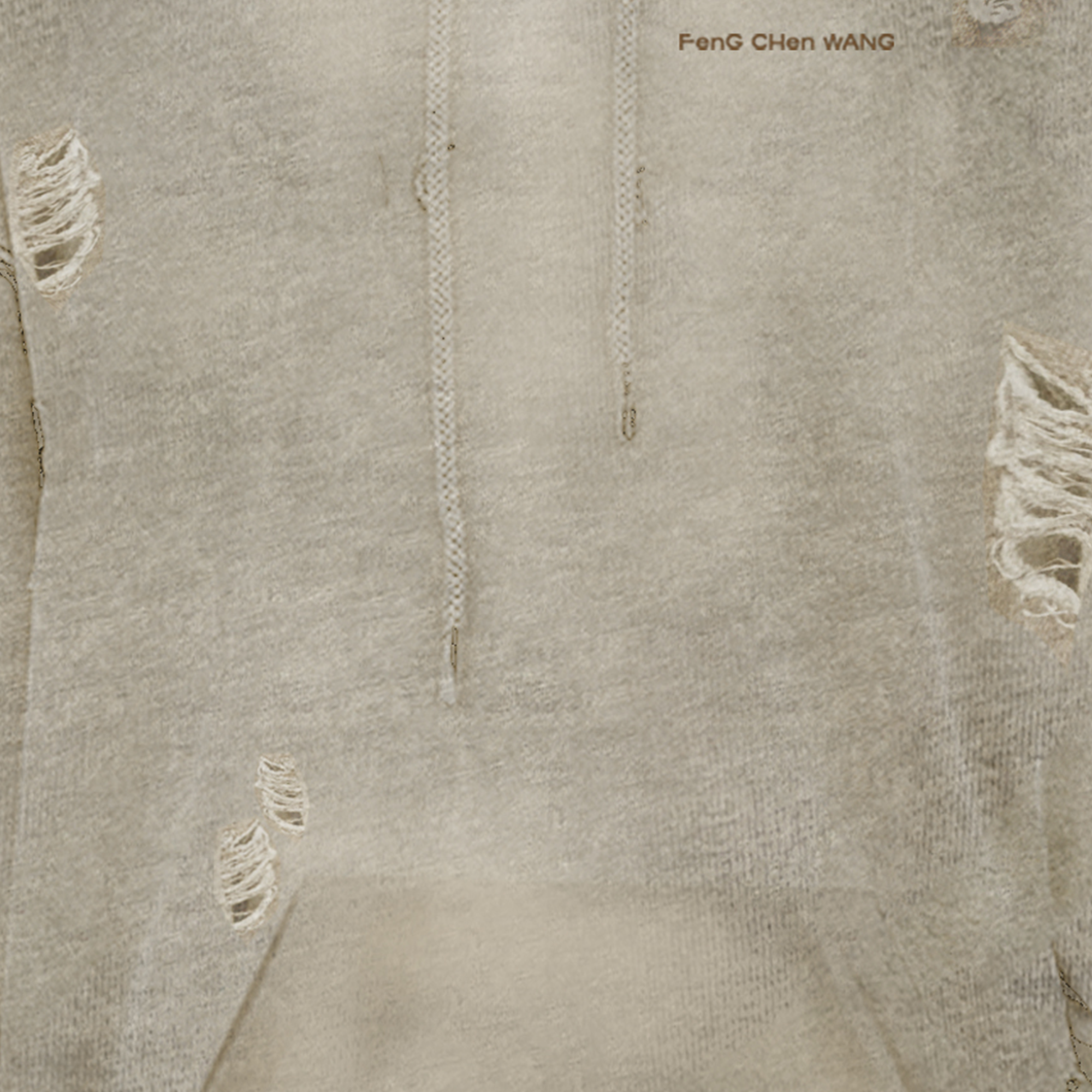 Feng Chen Wang Sandwashed Ripped Jersy Hoodie Grey