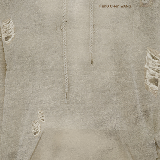 Feng Chen Wang Sandwashed Ripped Jersy Hoodie Grey