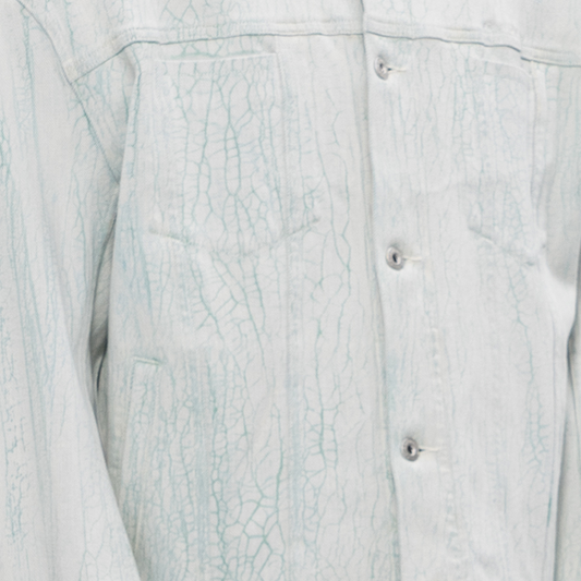 Feng Chen Wang Denim Teal Painted Oversized Jacket Cyan