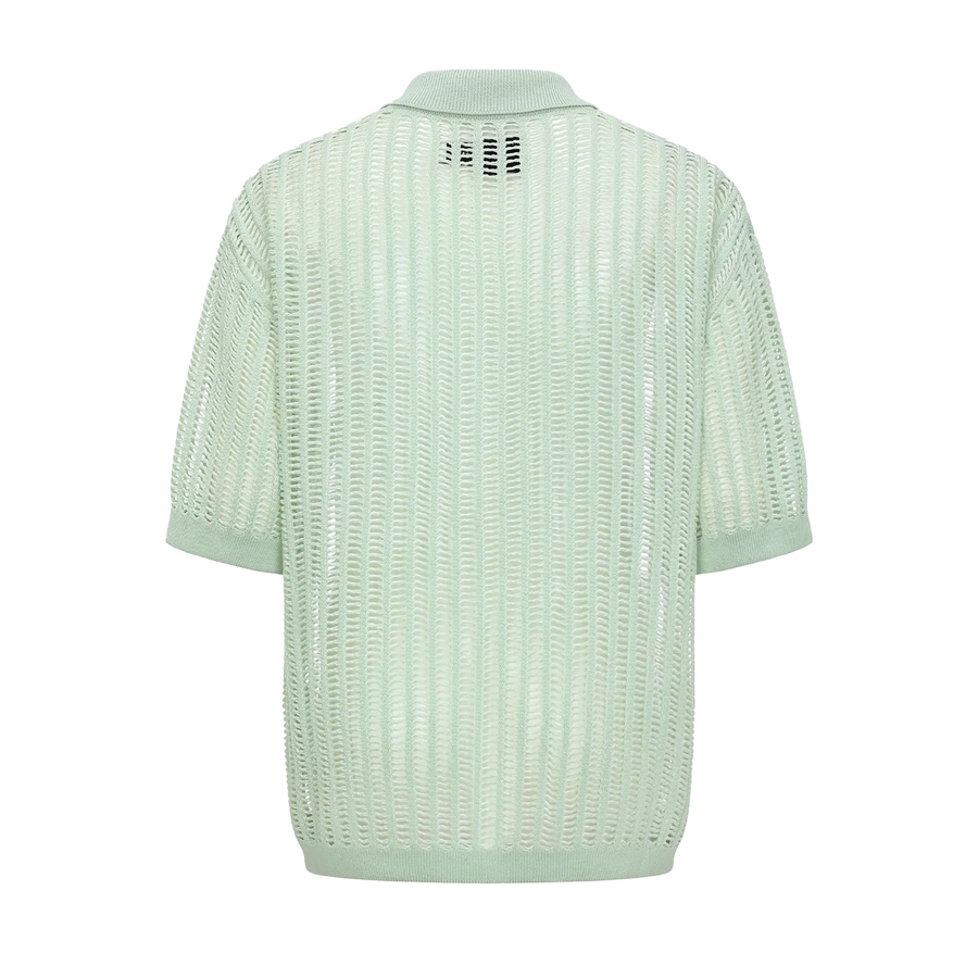 Feng Chen Wang  Oversize Knit Polo Pale Green