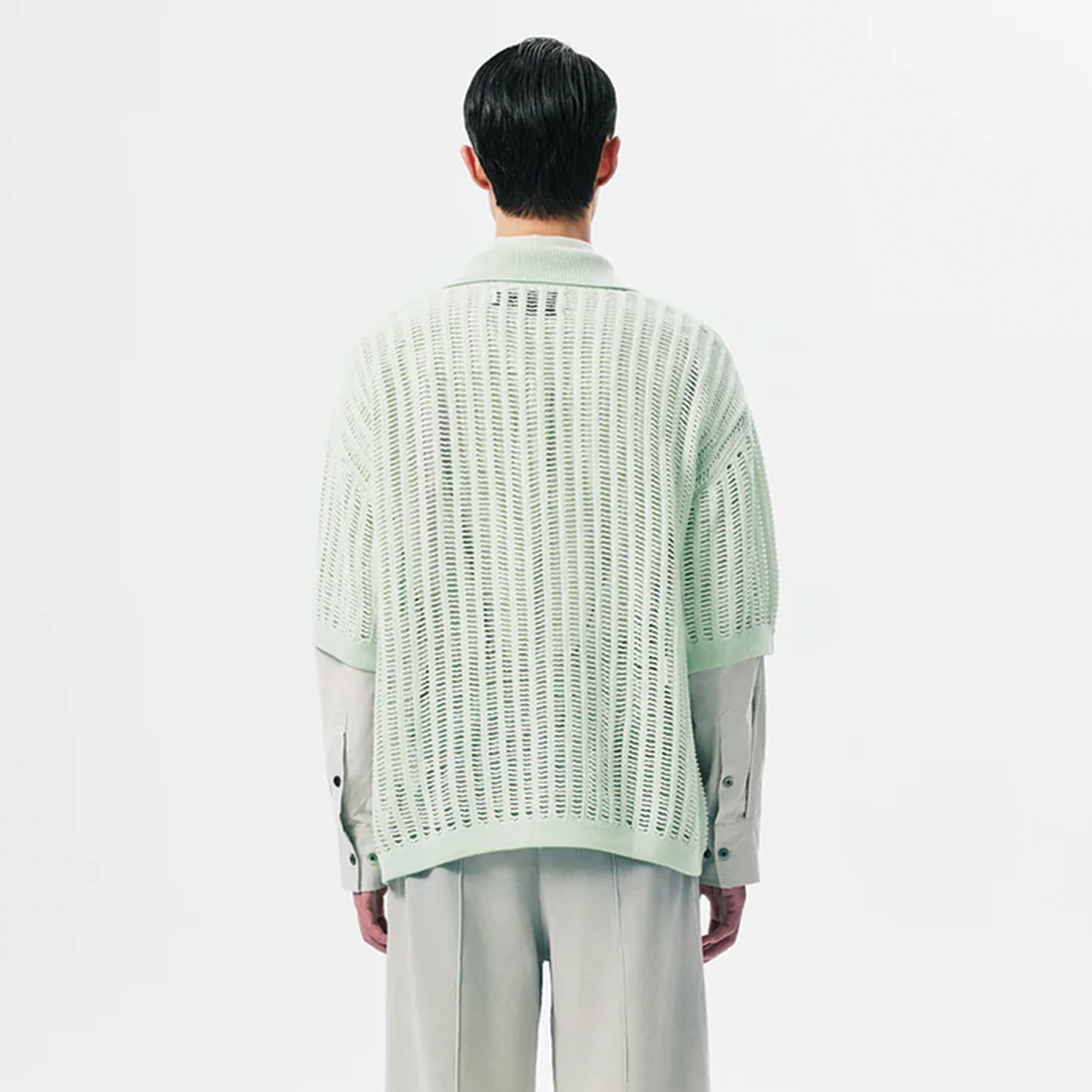 Feng Chen Wang  Oversize Knit Polo Pale Green