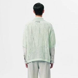 Feng Chen Wang  Oversize Knit Polo Pale Green