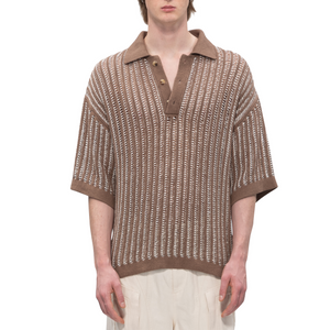 Feng Chen Wang  Oversize Knit Polo Dark Brown