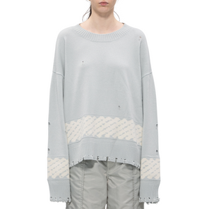 Feng Chen Wang "yu zi xie" Ripped Jacquard Knitwear Pale Green