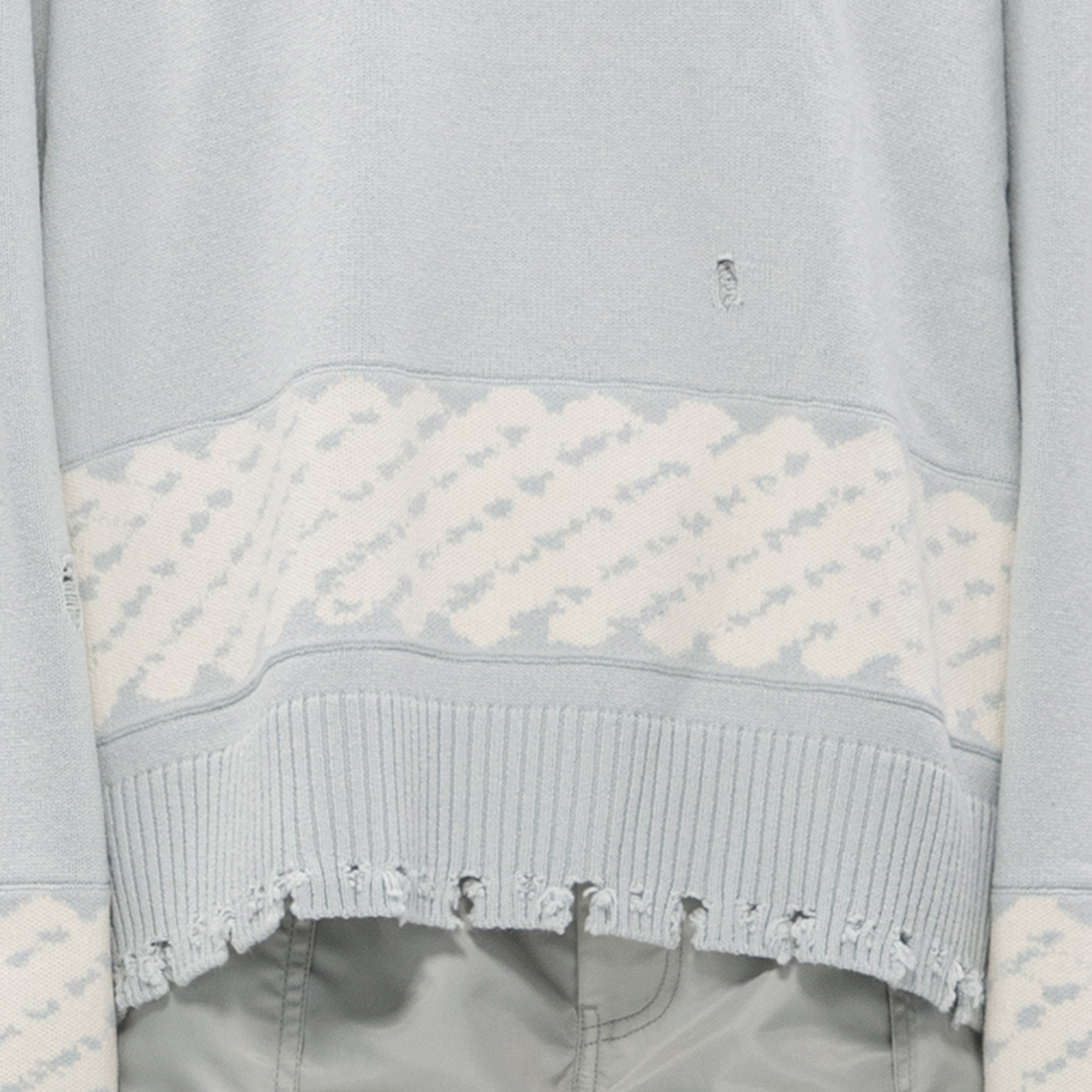 Feng Chen Wang "yu zi xie" Ripped Jacquard Knitwear Pale Green