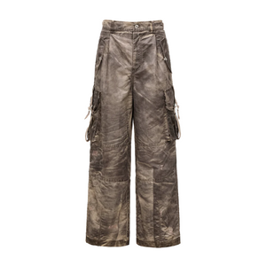 Feng Chen Wang Sandwashed Nylon Cargo Pants Olive Green