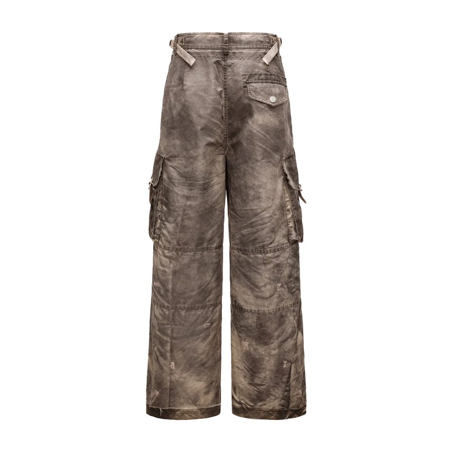 Feng Chen Wang Sandwashed Nylon Cargo Pants Olive Green