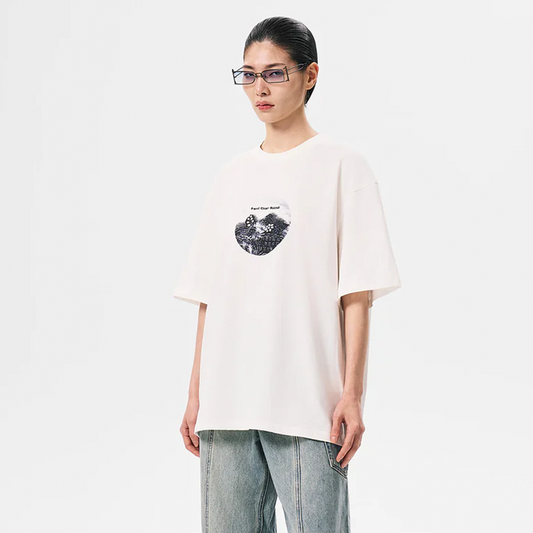 Feng Chen Wang Women's ''Yu Zi Xie''  Print White T- Shirt