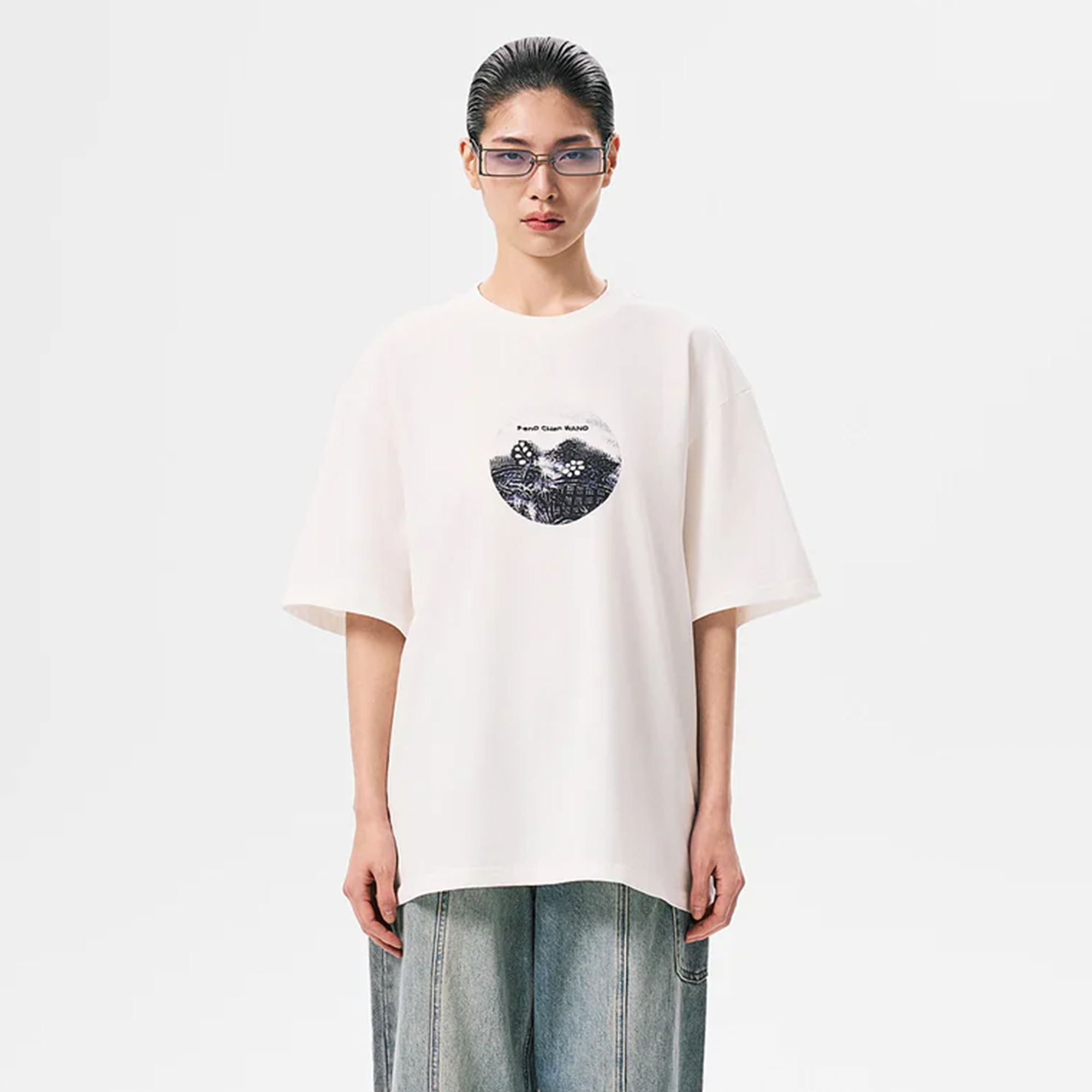 Feng Chen Wang Women's ''Yu Zi Xie''  Print White T- Shirt