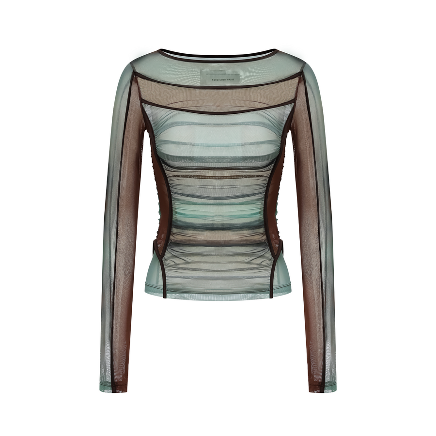 Feng Chen Wang  Deconstruction Grenadine Top Green/Brown