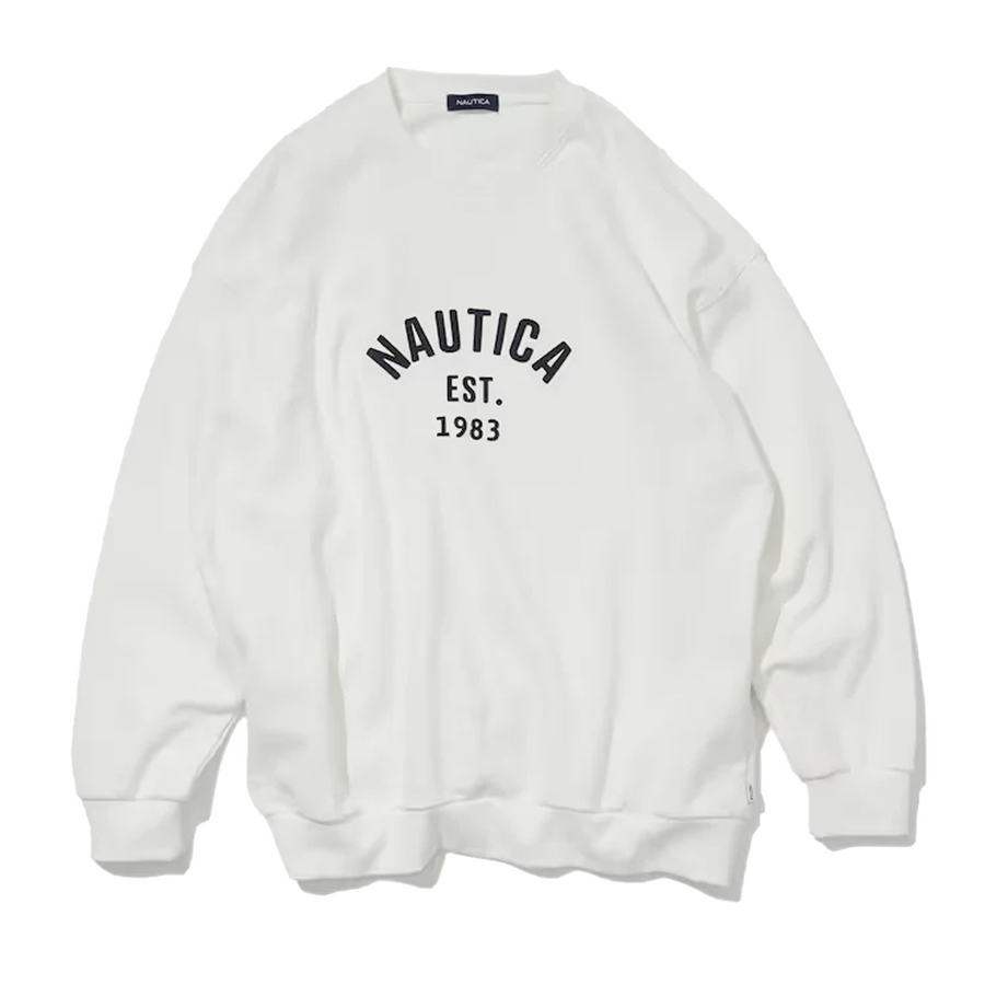 Nautica Japan Felt Logo Sweat Crew White