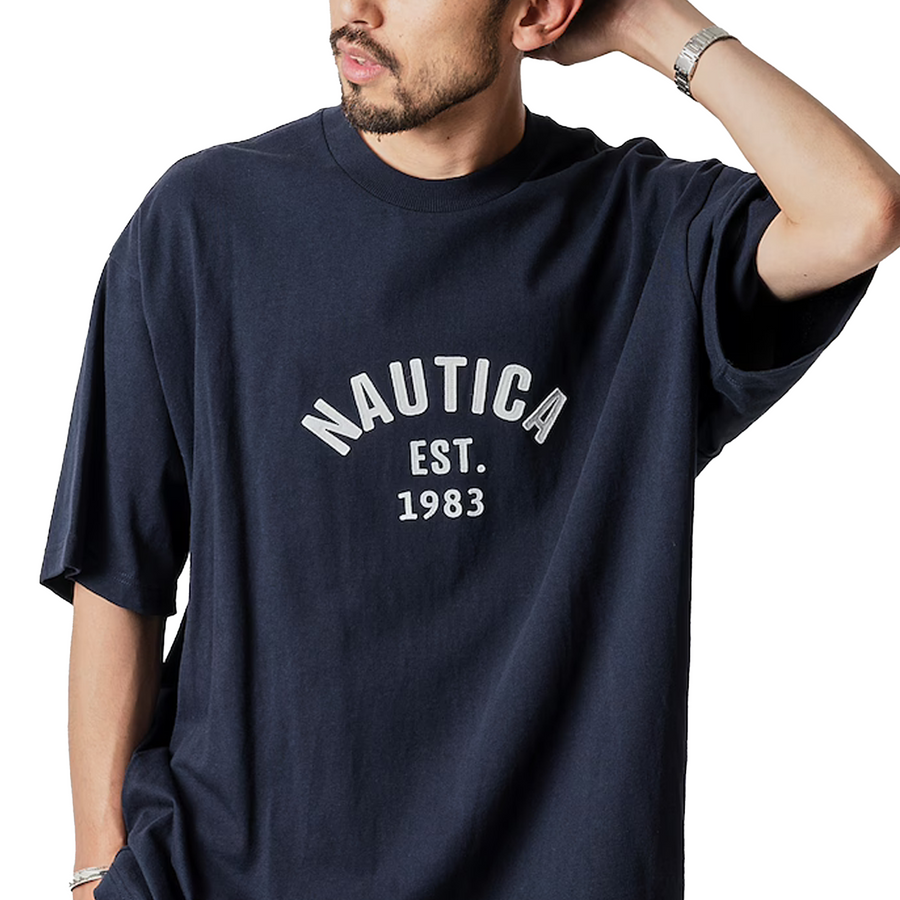 Nautica Japan Felt Logo T-Shirt Navy