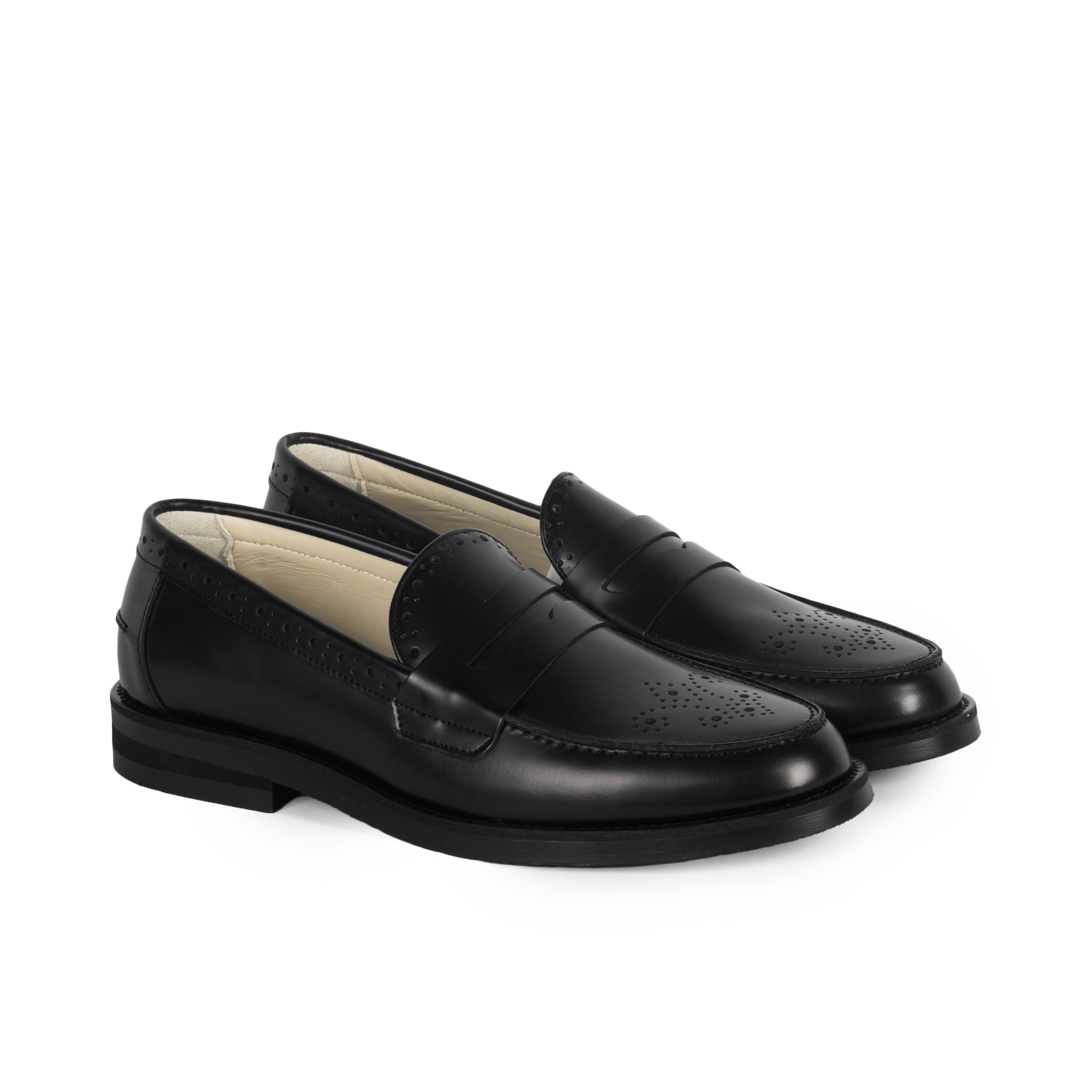 Duke + Dexter Wilde Black Medallion Perforation Penny Loafer WBMEDP