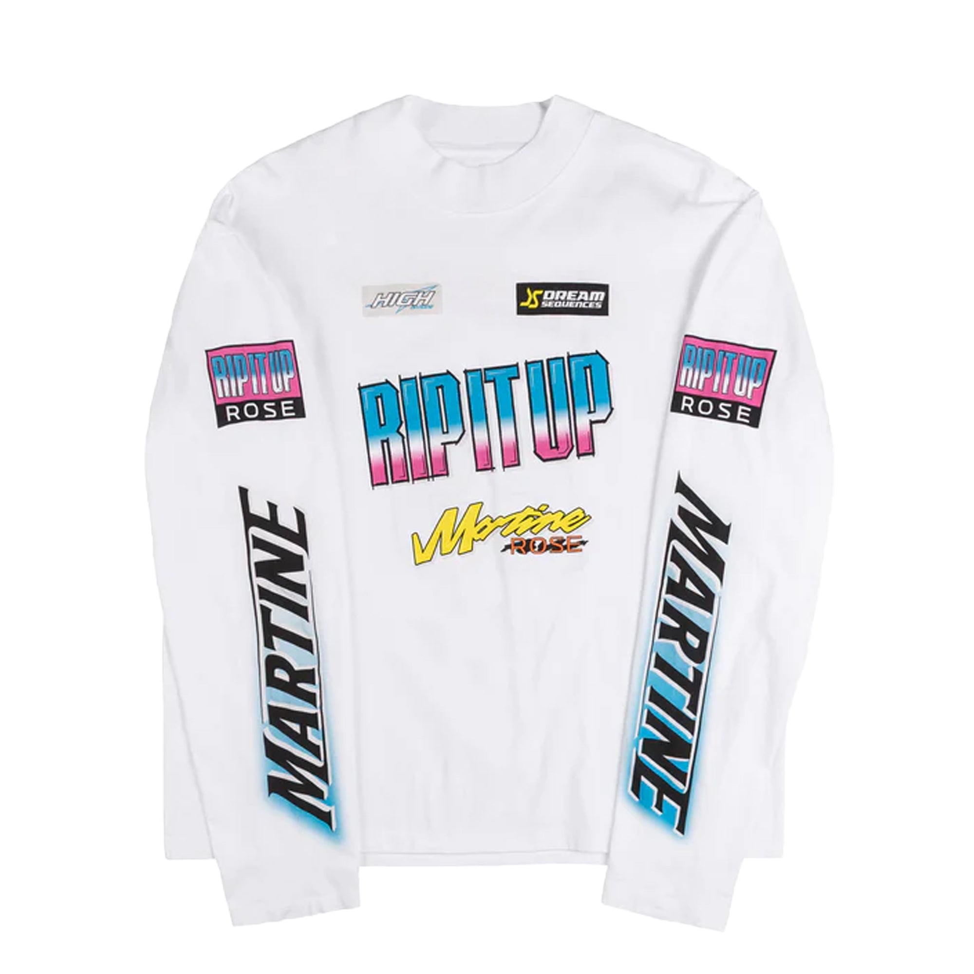 Martine Rose Funnel Neck Long Sleeve T-Shirt White Bmx