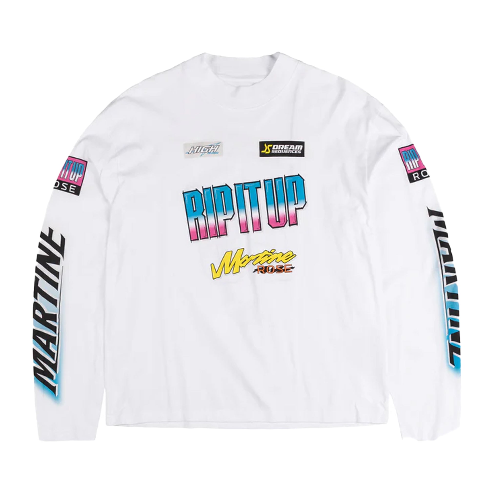 Martine Rose Funnel Neck Long Sleeve T-Shirt White Bmx