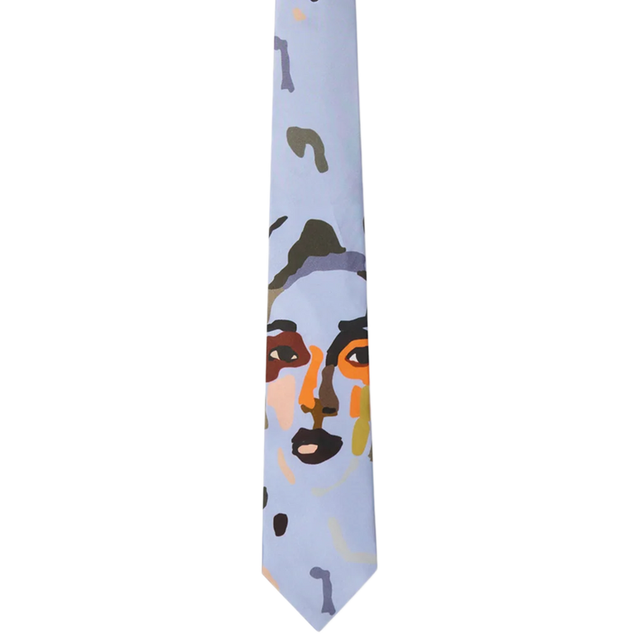 Kidsuper Girl Face Silk Tie Blue
