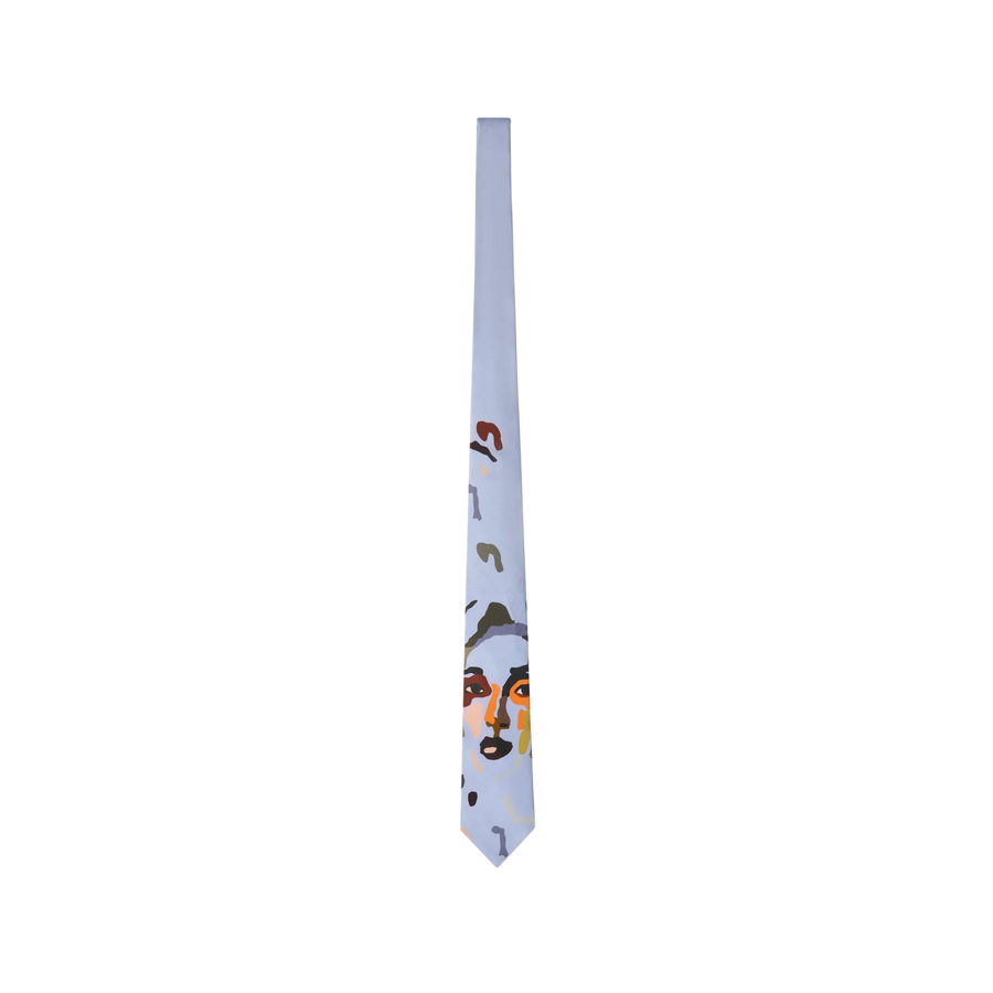 Kidsuper Girl Face Silk Tie Blue
