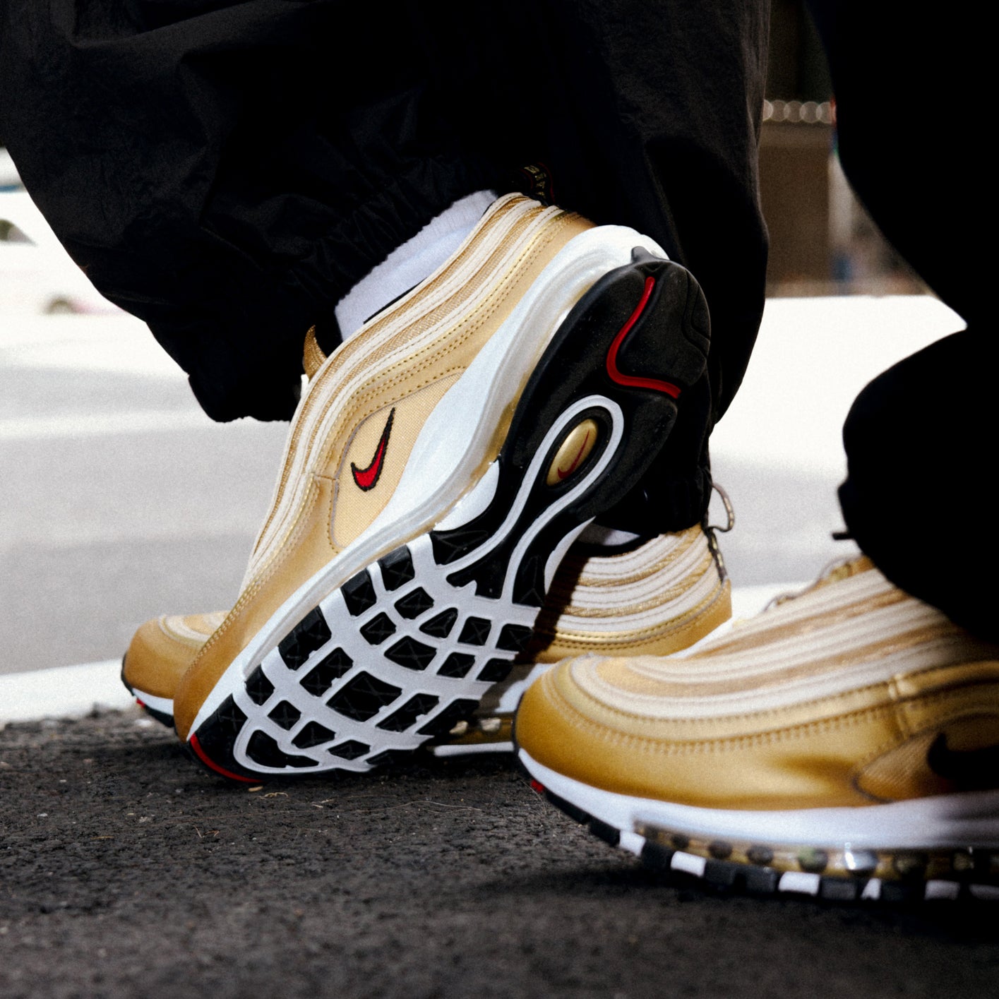 Metallic Gold Air Max 97 Qs On Feet Nike Air Max 97 OG