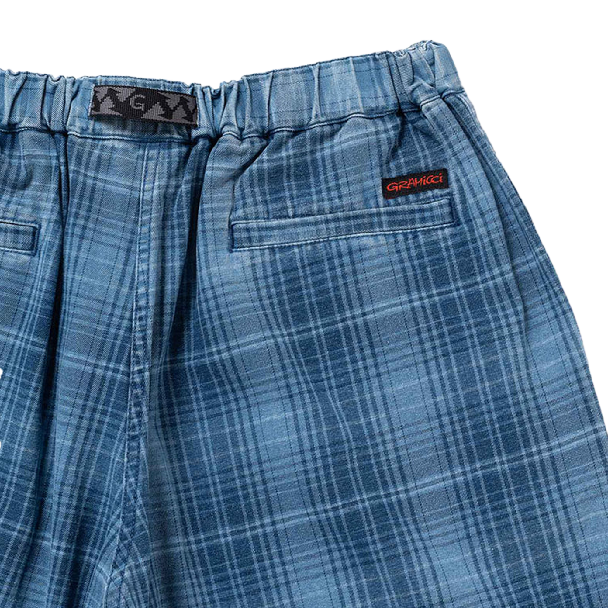 Gramicci Lagoon Short Denim Plaid Indigo Checkered Plaid