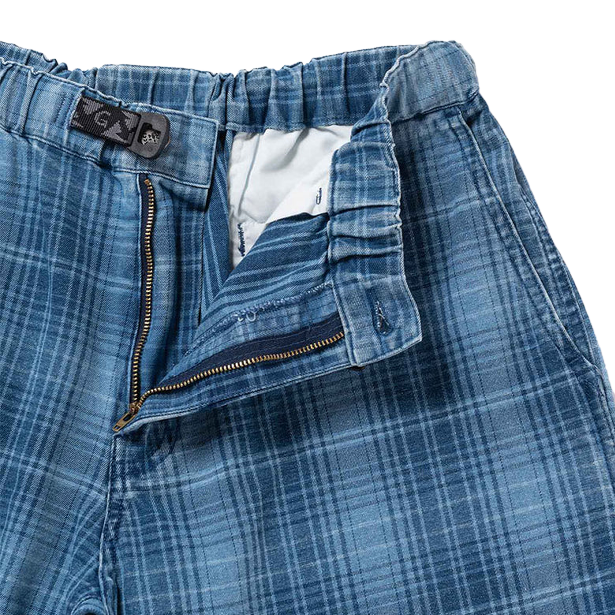 Gramicci Lagoon Short Denim Plaid Indigo Checkered Plaid