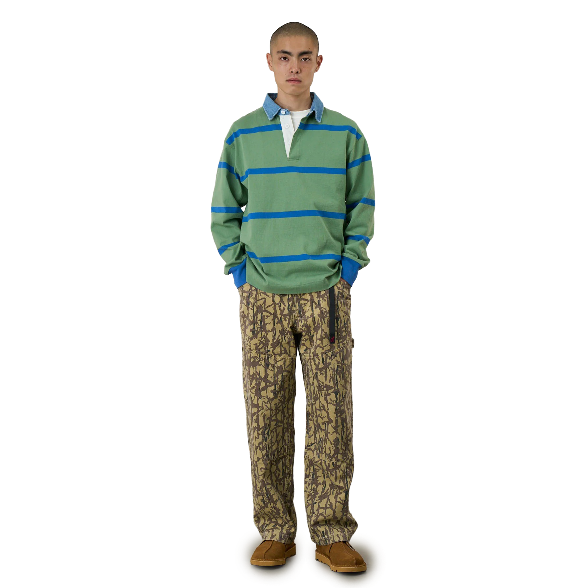 Gramicci Langdon Rugby Shirt Olive/Blue