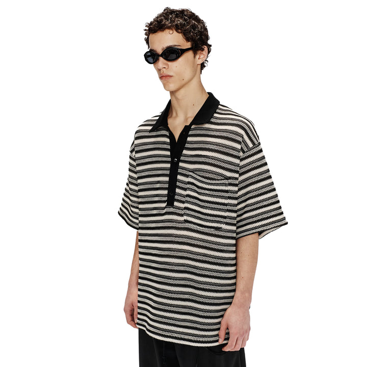 Song For The Mute Gym Polo Black/Yvory 251_MTS037_CRCHBLK