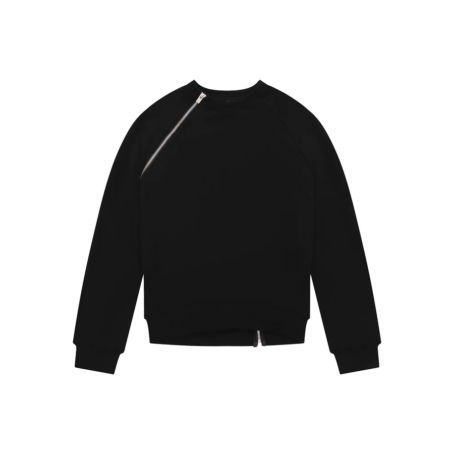 Heliot Emil Sequence Zip Crewneck Black