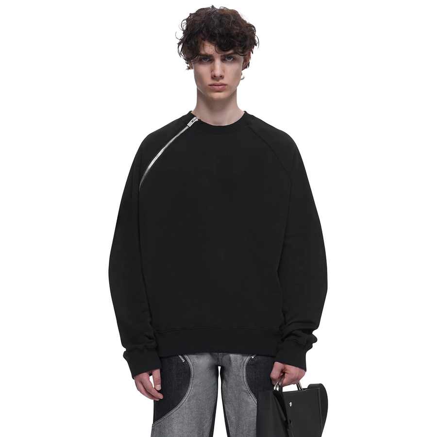 Heliot Emil Sequence Zip Crewneck Black