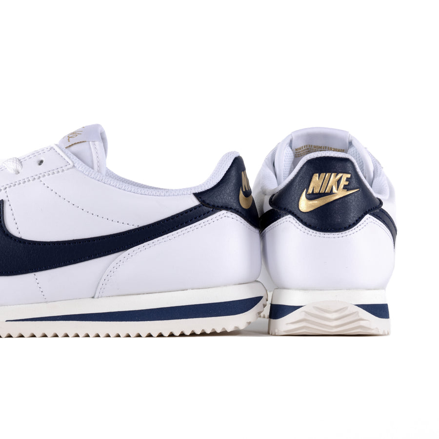 Nike Women's Cortez Leather White/Obsidian/Sail/Metallic Gold HJ9343-100