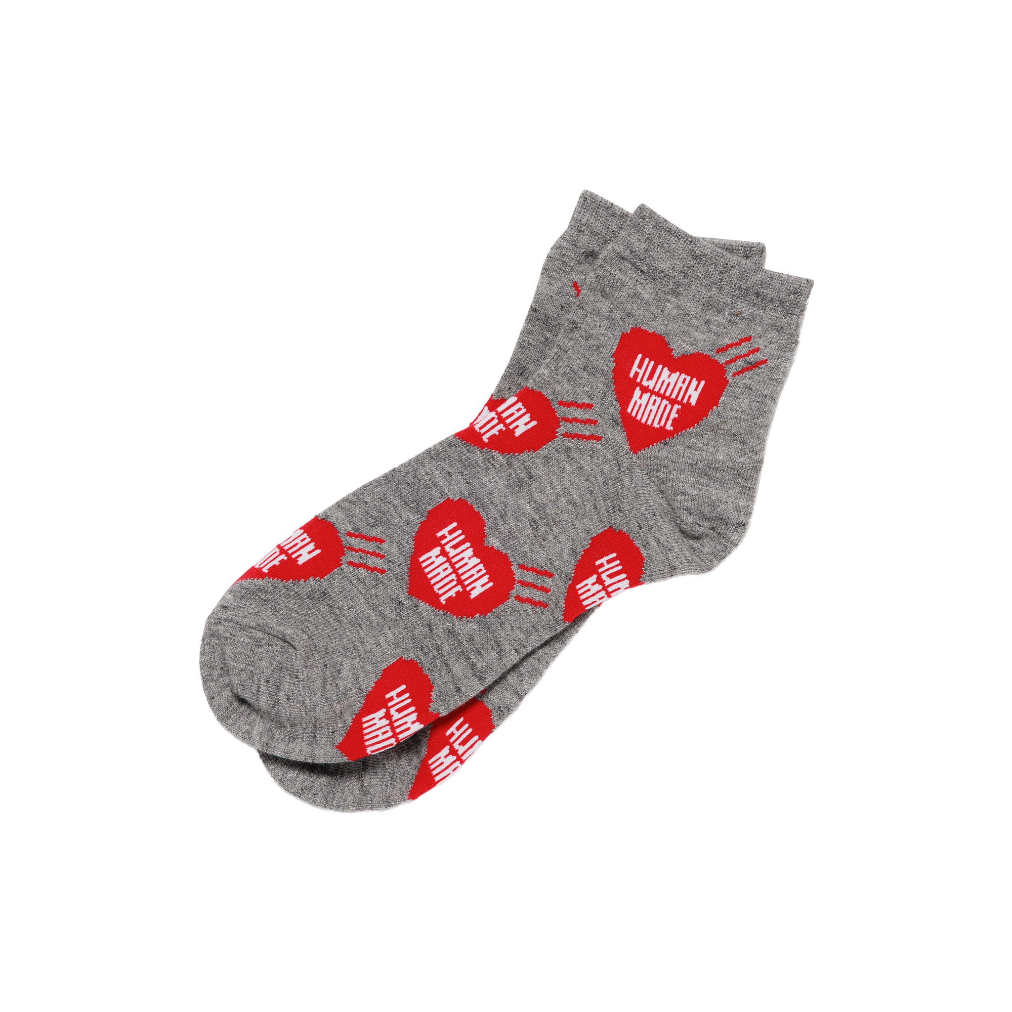 Human Made Heart Short Socks Gray HM32GD058