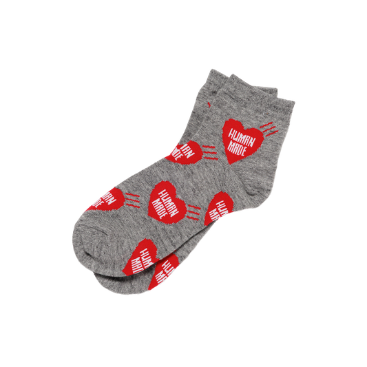 Human Made Heart Short Socks Gray HM32GD058