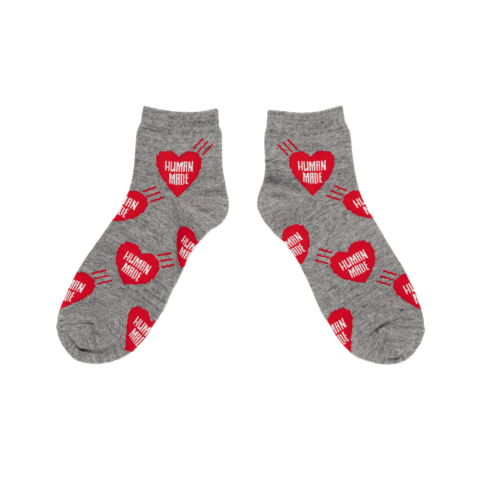 Human Made Heart Short Socks Gray HM32GD058