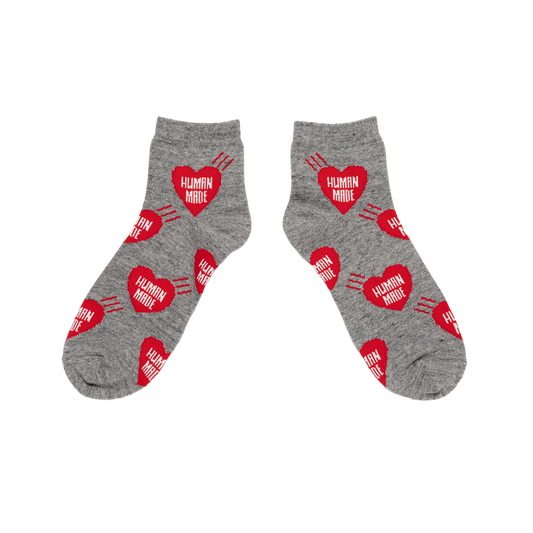 Human Made Heart Short Socks Gray HM32GD058