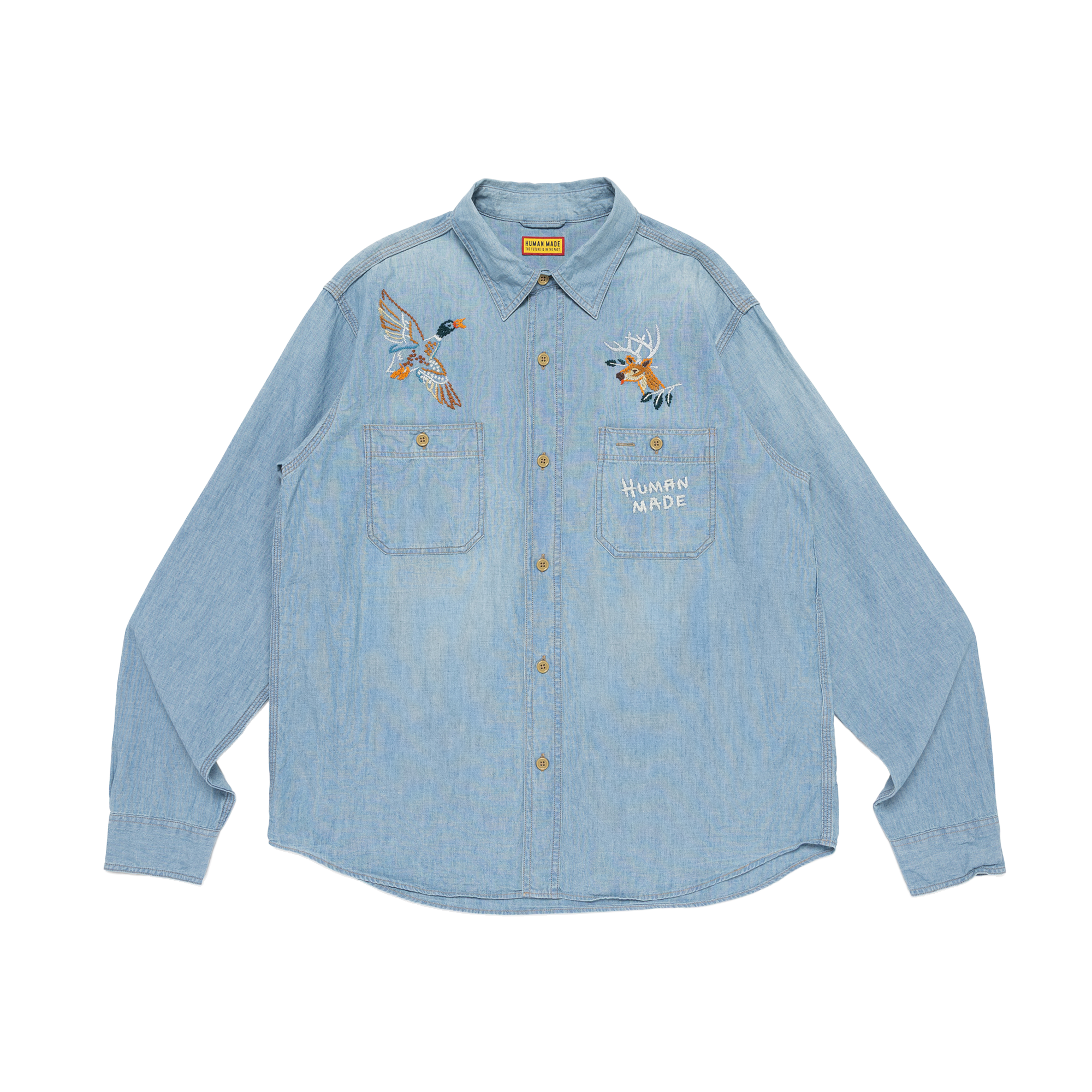 Human Made Embroidered Chambray Shirt Blue HM32SH005