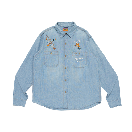 Human Made Embroidered Chambray Shirt Blue HM32SH005