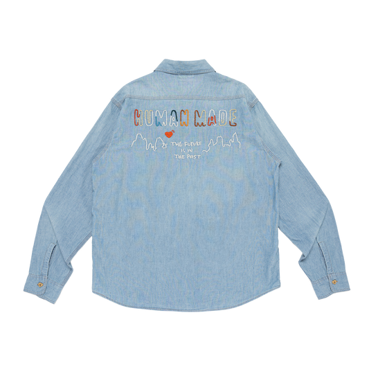 Human Made Embroidered Chambray Shirt Blue HM32SH005