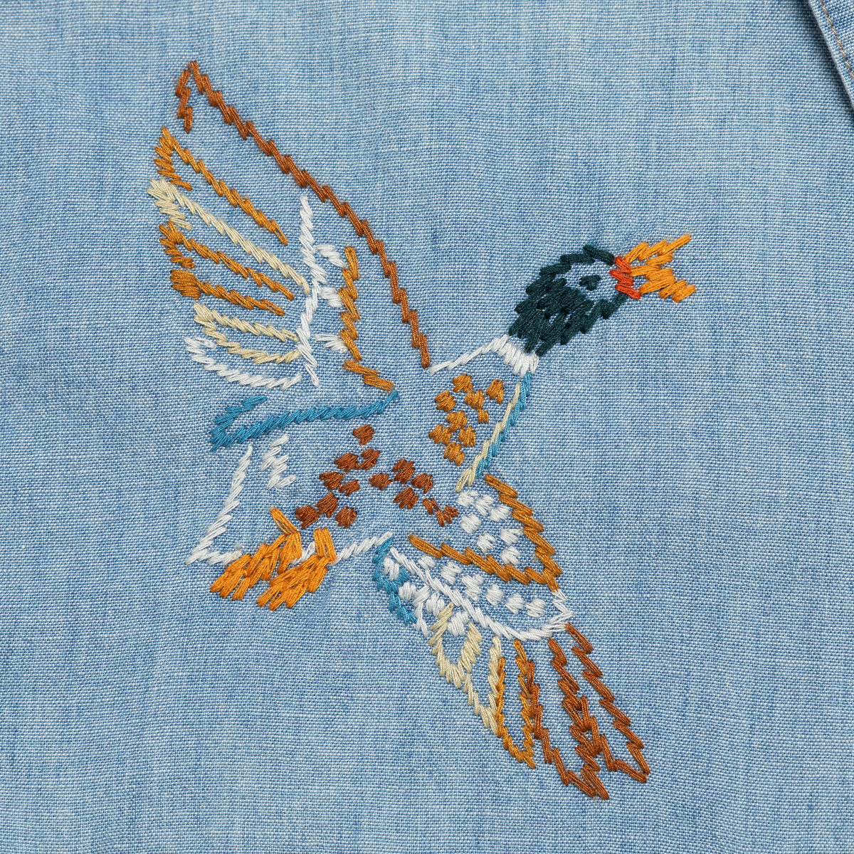 Human Made Embroidered Chambray Shirt Blue HM32SH005