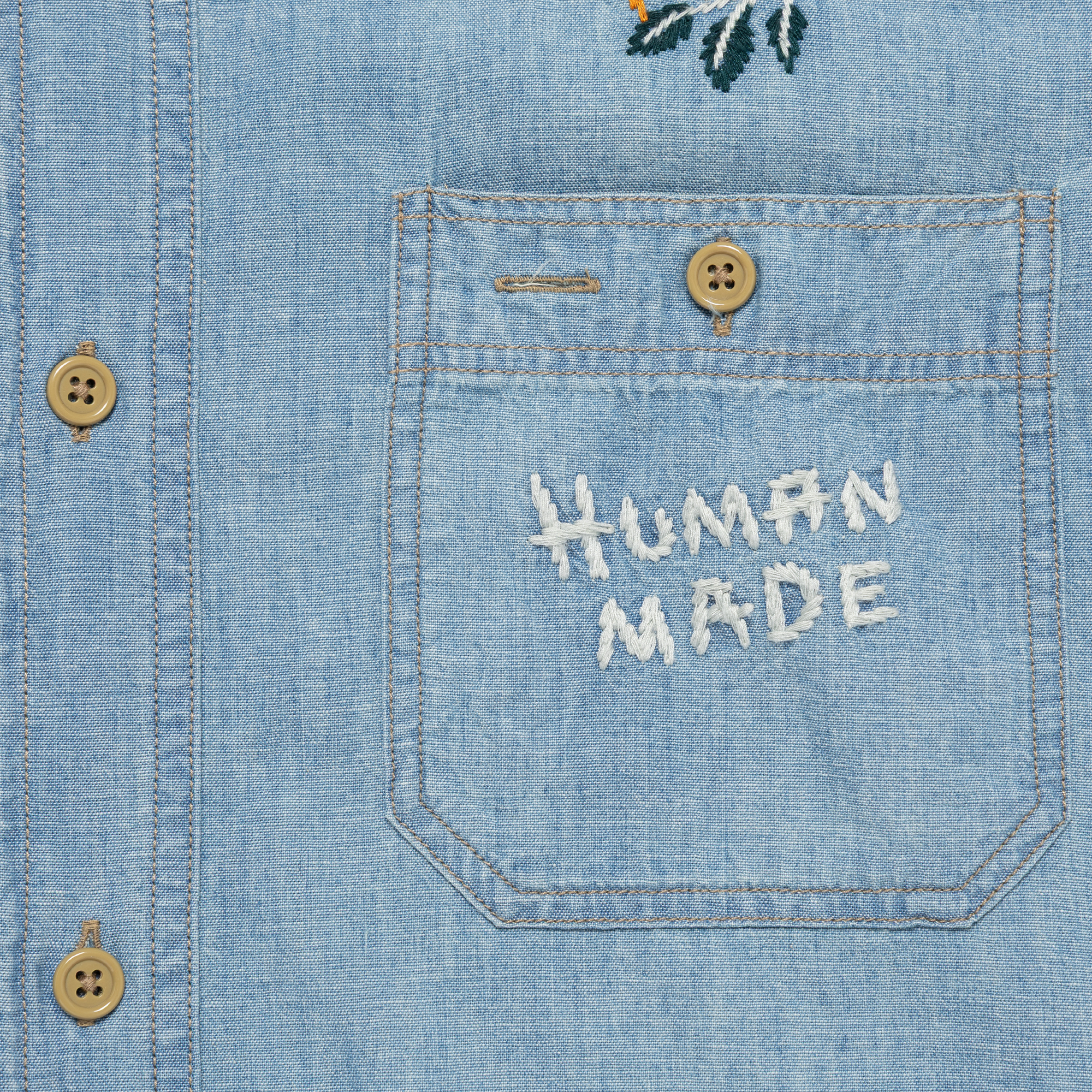Human Made Embroidered Chambray Shirt Blue HM32SH005