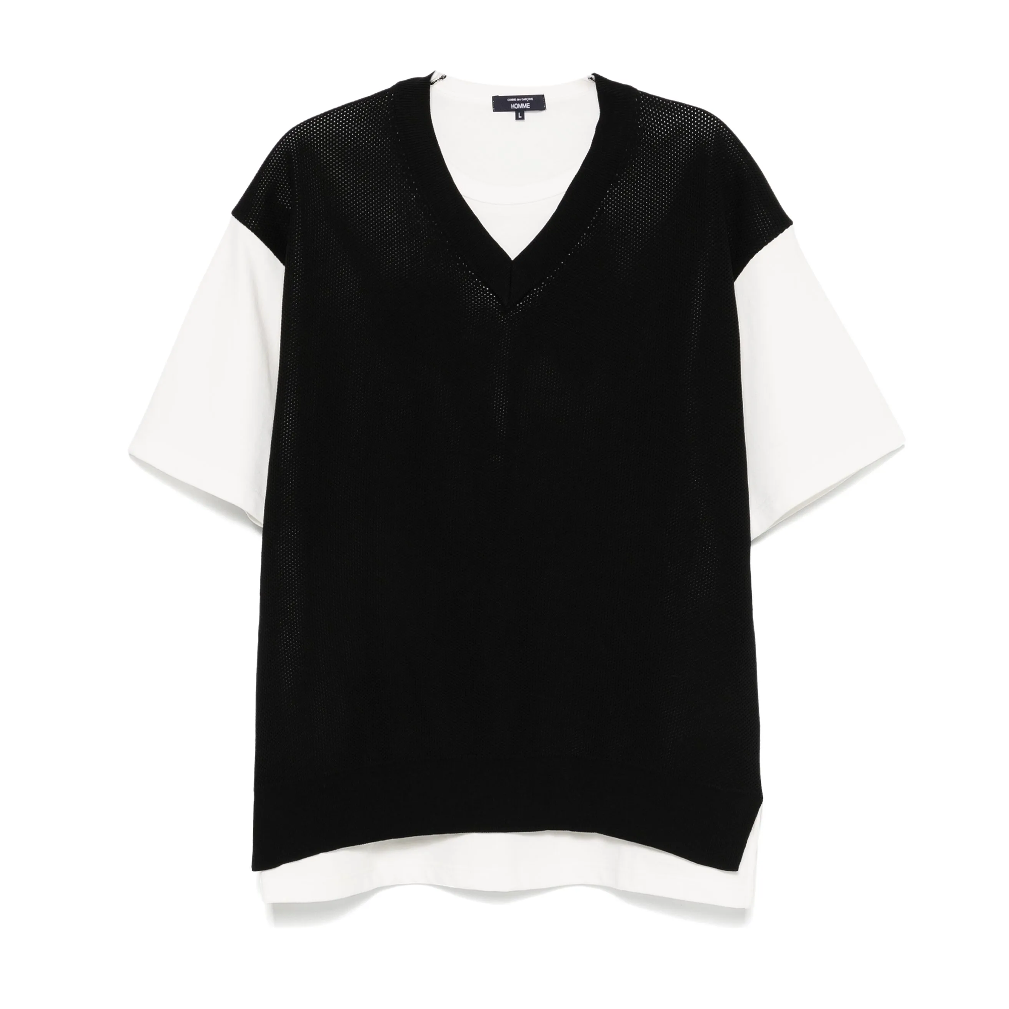 Comme des Garcons Homme Cotton Jersey X Polyester Knit T-Shirt HO-T006-051 White