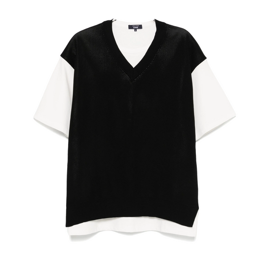 Comme des Garcons Homme Cotton Jersey X Polyester Knit T-Shirt HO-T006-051 White