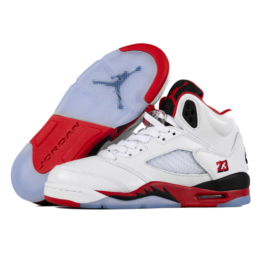 Nike Air Jordan 5 Retro OG "Black Tongue" (GS) White/Fire Red/Black HQ7980-101